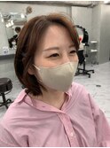 肩上ボブ大人可愛いボブひし形ボブアッシュベージュ