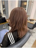 ブリーチありピンクベージュミディアム