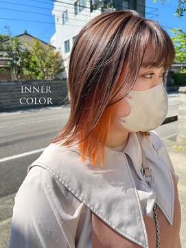 ソルソル(sol.sol.) きりっぱなしボブ×インナーカラーオレンジ