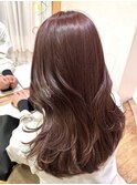 透明感シアーピンクブラウンオフィスカラー艶ニュアンスカラー