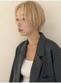 マッシュショート丸みショートボブくびれショート金髪ショート