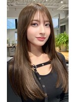 ミンクス 原宿店(MINX)&nbsp;ストレートレイヤーカットシースルーバングオリーブベージュ