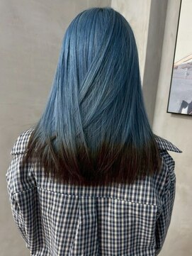 ブルー×ブラック/エンドカラー/裾カラー/ルーツカラー