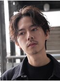 新橋フェザーショートシャドウパーマセンターパートウルフゆるめ