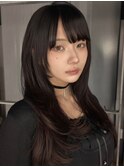 顔周りレイヤーカットくびれヘアミルクティーベージュカラー韓国