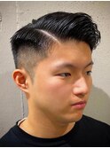 ba322ニュアンスカラー短髪刈り上げアップバング束感バーバー