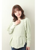 透明感ベージュ 外ハネ　くびれレイヤーボブ【20代/30代/40代】