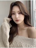 シースルーぱっつん前髪シャギーレイヤーロング韓国ヘア