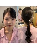 韓国風メイク　ツヤポニーテール【福島／ヘアメイク】