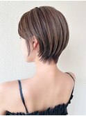 シースルーぱっつん前髪マッシュショート30代40代