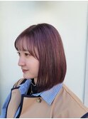 ピンクラベンダー×小顔ミディボブ