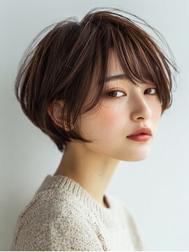 黒髪/クラゲヘアー/オリーブグレー/小顔/ココアベージュ/大口