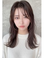 ヘアーズ ベリー 関目店(hairs BERRY)&nbsp;小顔顔周りレイヤー×透明感グレージュ×艶髪セミディ人気美容室