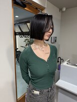 ピークス 藤沢店(Peaks) ぱつっとボブ×海外girl風フェイスレイヤー