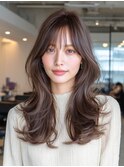 韓国風レイヤー/小顔カット/ひし形シルエット/コテ巻き