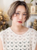 カバーヘア ブリス 志木南口駅前店(COVER HAIR bliss)&nbsp;センターパート/小顔ショート/ミルクティーブロンド/ハイトーンg