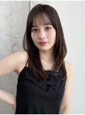 ミディアムレイヤー顔周りレイヤーココアブラウン韓国ヘア