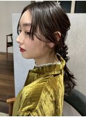 ヘアセット／ヘアアレンジ/編み下ろしアレンジ/顔まわりカット