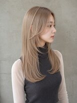 モト 船橋(moto)&nbsp;韓国ロングレイヤー顔周りカットパールベージュハイトーン船橋