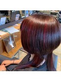 ボブ　ハイライト　ビビットカラー