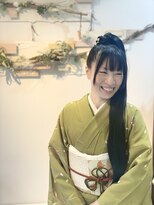結婚式、訪問着でポニーテール