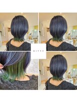 キティ(KITTY)&nbsp;ダブルカラー/ブリーチ/ウルフカット/グリーン/アッシュ