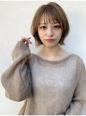 切りっぱなしボブ×レイヤー×ブリーチなしカカオブラウン[仙台]