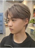 メンズブリーチカラーシースルーマッシュ韓国風センターパート