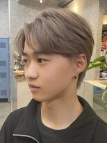 メンズブリーチカラーシースルーマッシュ韓国風センターパート