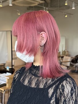 ブランニューロミエ 野田阪神店(Brand new lomie) マレットウルフ　ピンクカラー　福島区　野田阪神髪質改善