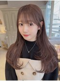 ロングシースルーぱっつん前髪おくれ毛ロブミディアムセミロング