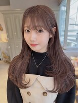 カシュカシュ 表参道(cache cache) ロングシースルーぱっつん前髪おくれ毛ロブミディアムセミロング