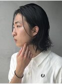 センターパートニュアンスパーマ刈り上げツーブロックメンズヘア