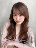 シャギーレイヤー韓国ワンホンヘアシースルーぱっつん前髪