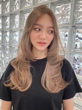 サンクプロジェクト(cinq PROJECT) 韓国ヘア顔周りレイヤーミルクティーベージュグレージュカラー