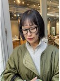顔まわりでお洒落に!ボブウルフ暗めカラー