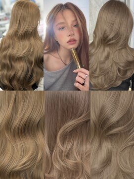 アマトウキョウスマートサロン(AMA TOKYO×Smart Salon) サンドベージュ ブリーチ レイヤーカット 海外風