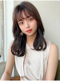 アフロートeri　20代30代髪型セミロング　暗髪ツヤブラウン