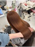 オレンジヘア ブリーチなしダブルカラー 髪質改善トリートメント