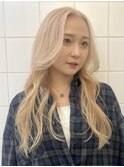 下北沢ミルクティーホワイトブロンド切りっぱなしミディアム◆