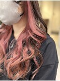 ブリーチ＆ダブルカラーインナーカラーピンクベージュ池袋東口