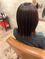 ヘアサロン アプリ(hair salon APPLI)&nbsp;チェリーブラウン×外ハネミディ