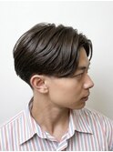メンズビジネスショートツーブロックナチュラルセンターパート
