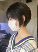 長め丸みショートボブ 黒髪 学校や仕事で厳しい方もOK