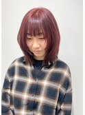 【tomomi*ブリーチなし*ピンクレッド*フェイスレイヤー*ボブ】