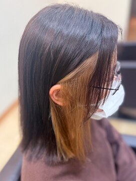 ヴァンクラウドフロムコウベ 恵庭店(VENT CLOUD from KOBE) 20代30代40代インナーカラーベージュストレートロブヘアー