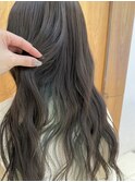 オリーブブラウン × インナーカラーグリーン