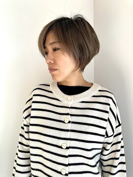 リノア 鵠沼海岸(LINOA) デザインカラー/レイヤーカット/ウェットヘア/オリーブベージュ