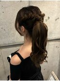 左編み込みポニーテール