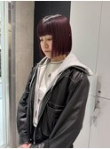 ■チェリーレッド/切りっぱなしボブ